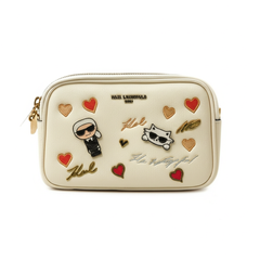 Karl   Lagerfeld   White   Love   Icons   Crossbody Beige (Mirror)