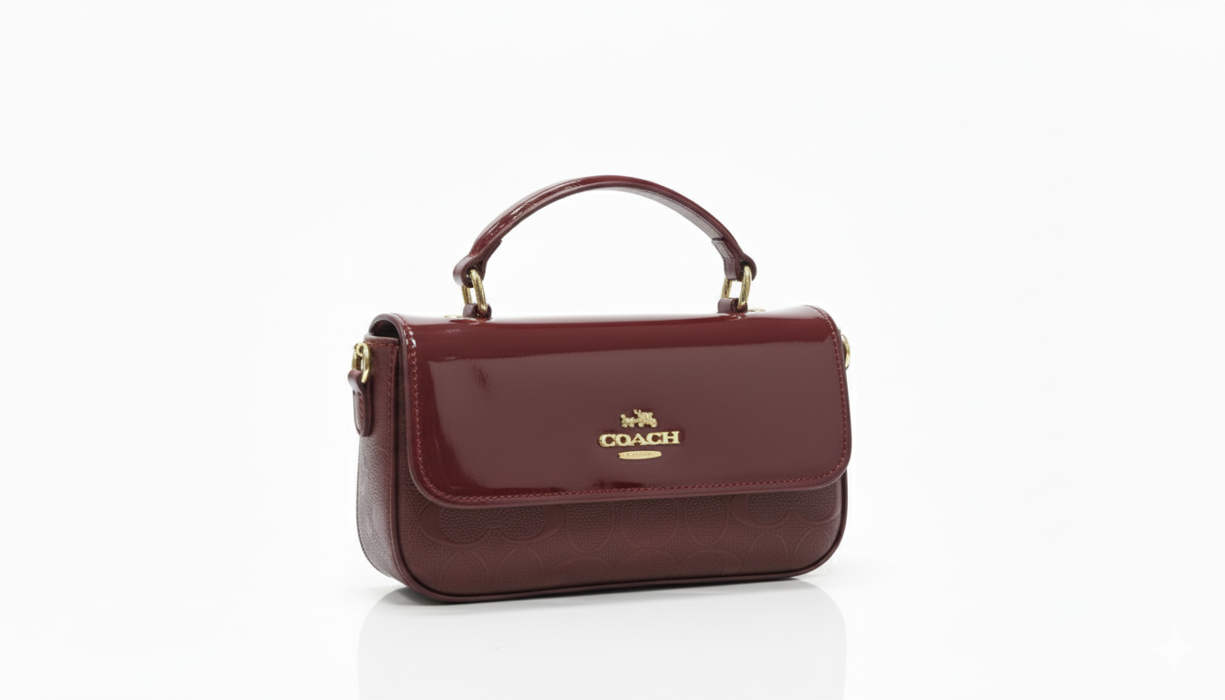 Coach Mini Top Handle Flap Bag - burgundy