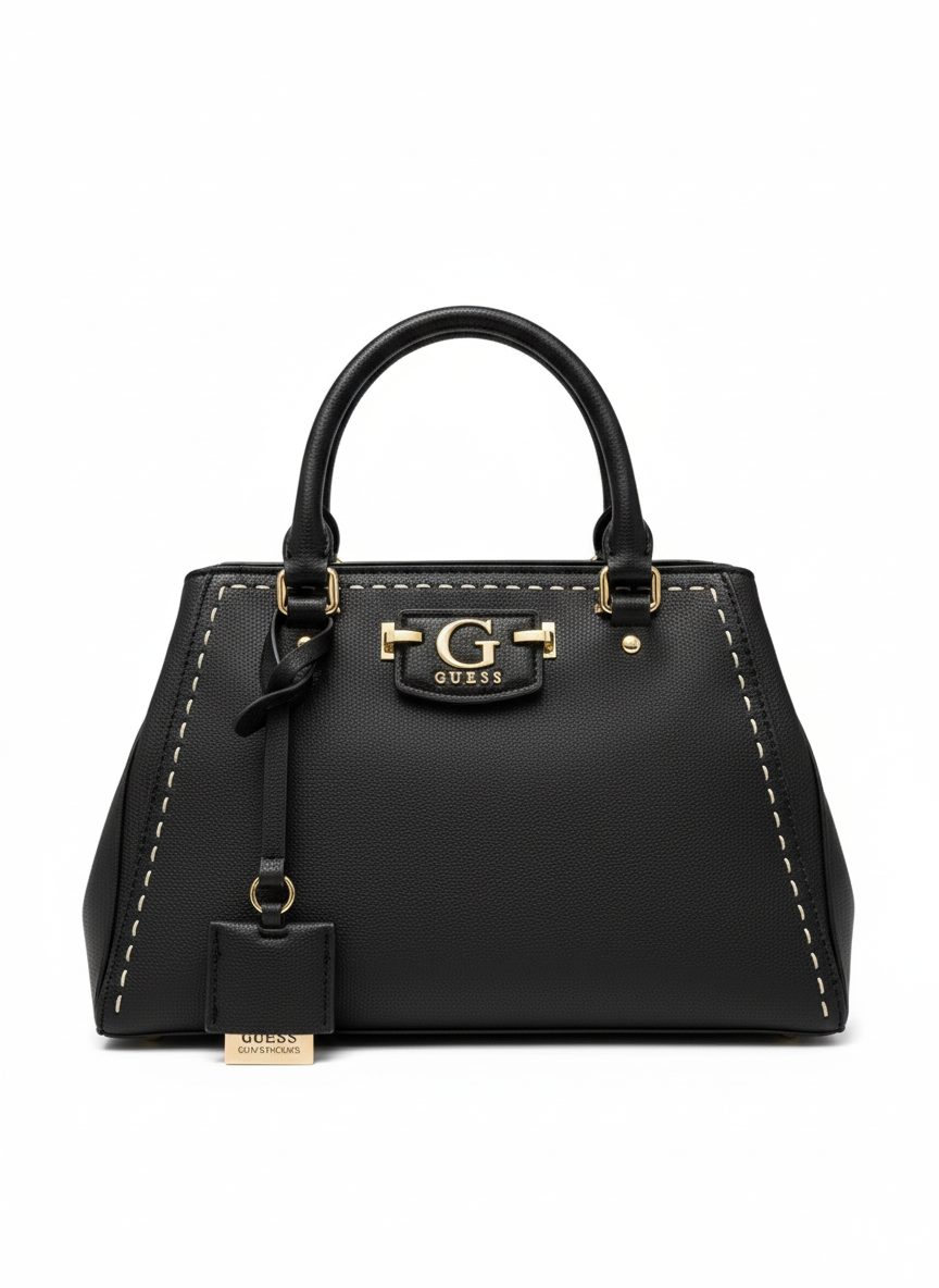 Guess Satchel with Contrast Stitching - Black