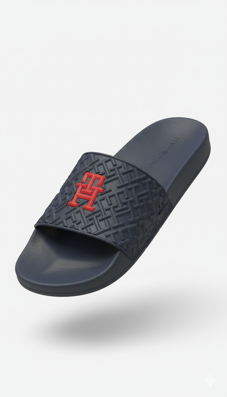 Tommy Hilfiger Monogram Embossed Slides