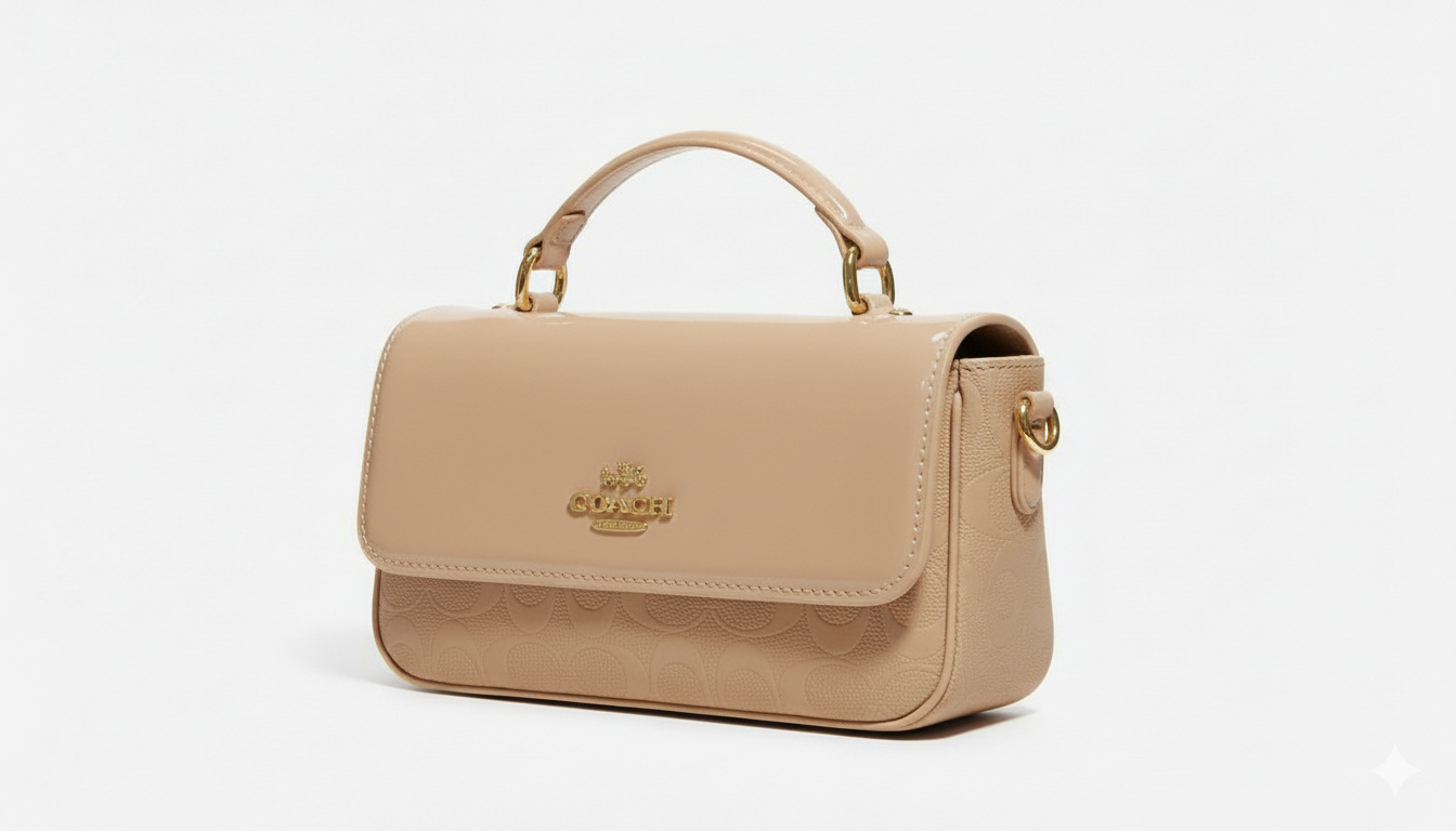 Coach Mini Top Handle Flap Bag - Beige