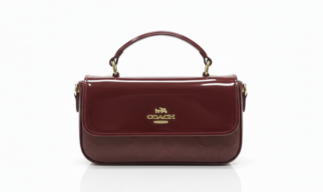 Coach Mini Top Handle Flap Bag - burgundy