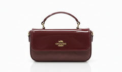 Coach Mini Top Handle Flap Bag - burgundy