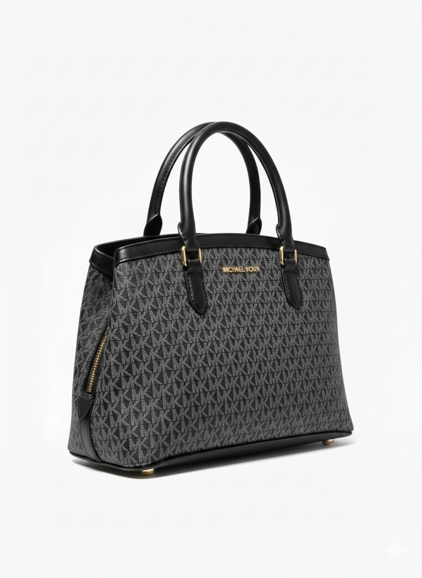 Michael Kors Signature Logo Satchel - Black (Mirror)