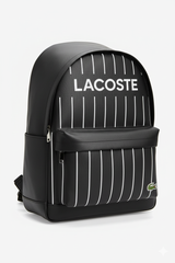 Lacoste Logo Print Pinstripe Backpack - Black