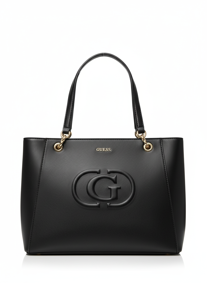 Guess Signature Tote Bag with Appliqué Logo - Black