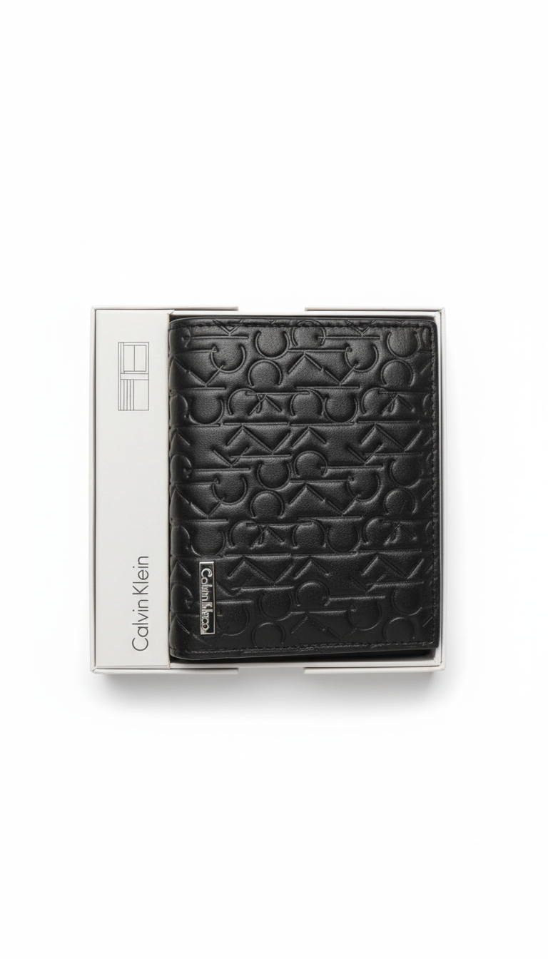 Calvin Klein CK Logo Embossed Wallet- Black
