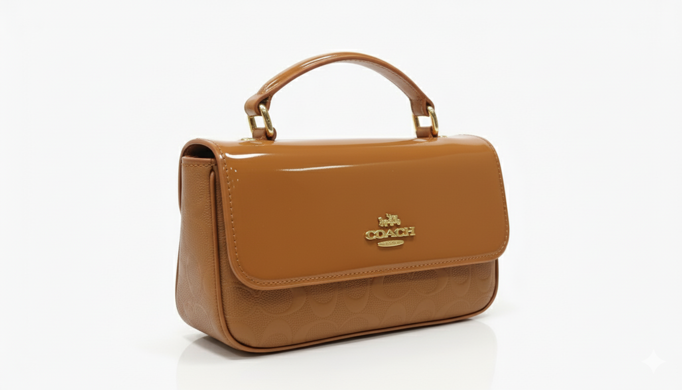 Coach Mini Top Handle Flap Bag -  Tan