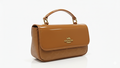 Coach Mini Top Handle Flap Bag -  Tan