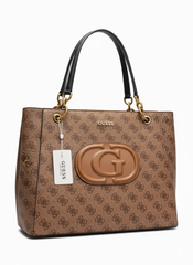 Guess Signature Tote Bag with Appliqué Logo - Brown