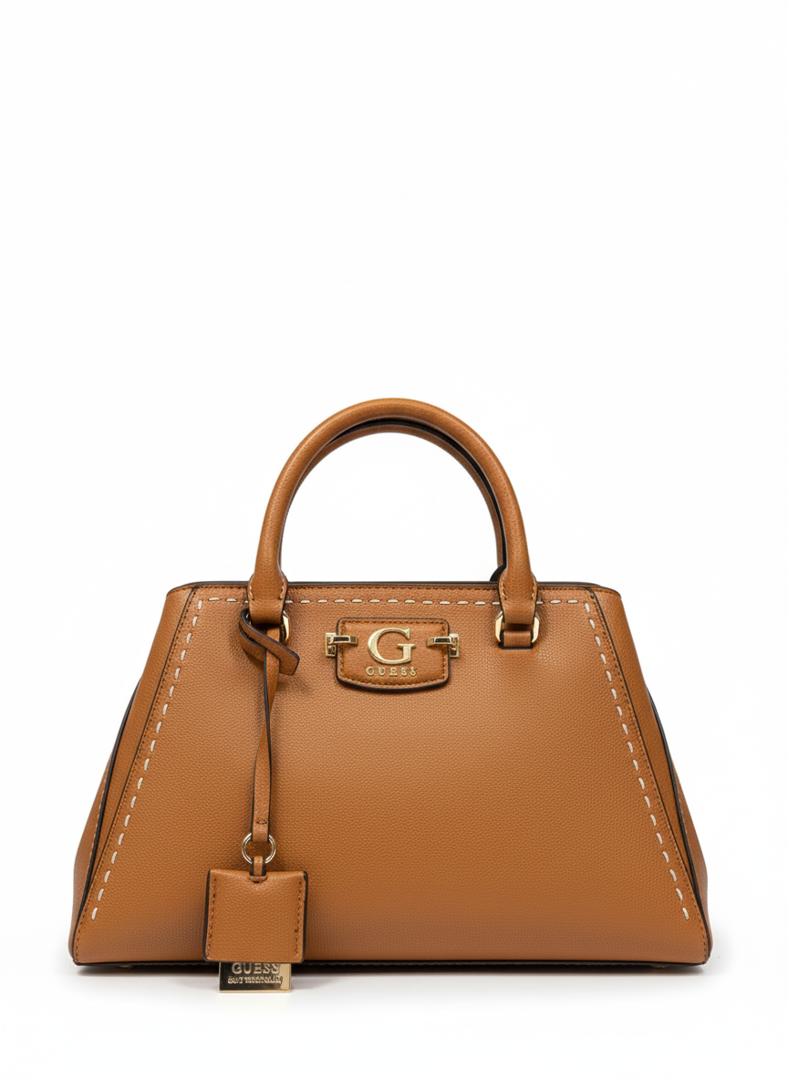 Guess Satchel with Contrast Stitching - Tan