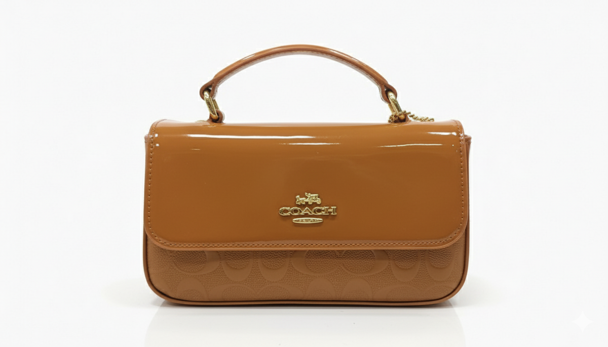 Coach Mini Top Handle Flap Bag -  Tan
