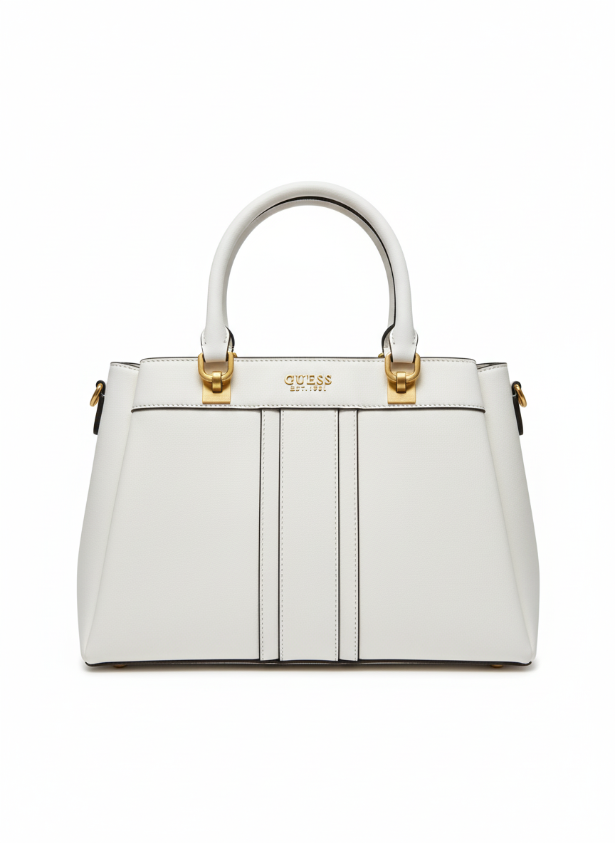 Guess Signature Monogram Satchel - White