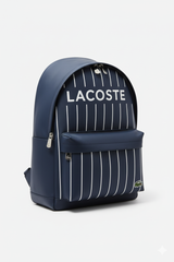 Lacoste Logo Print Pinstripe Backpack - Navy