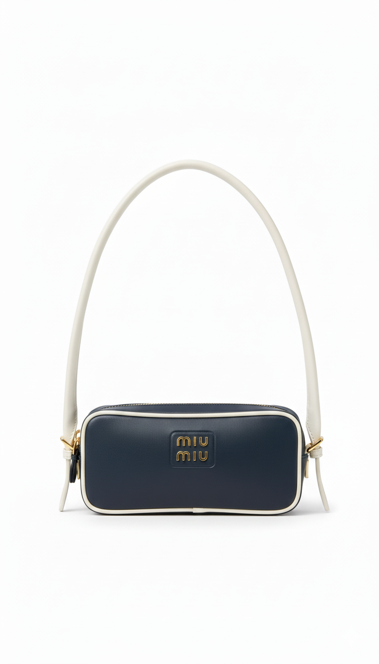 Miu Miu Logo Cylindrical Shoulder Bag - Navy