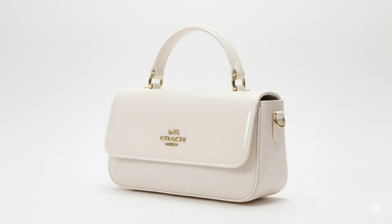 Coach Mini Top Handle Flap Bag - White
