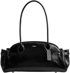 Coach Empire Carryall 34 in black glazed leather.