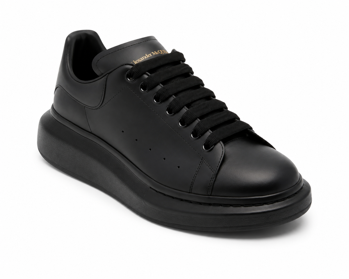 Alexander McQueen Oversized Leather Sneakers in all black