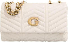 Guess Lovide convertible flap handbag features a chic quilted design with gold