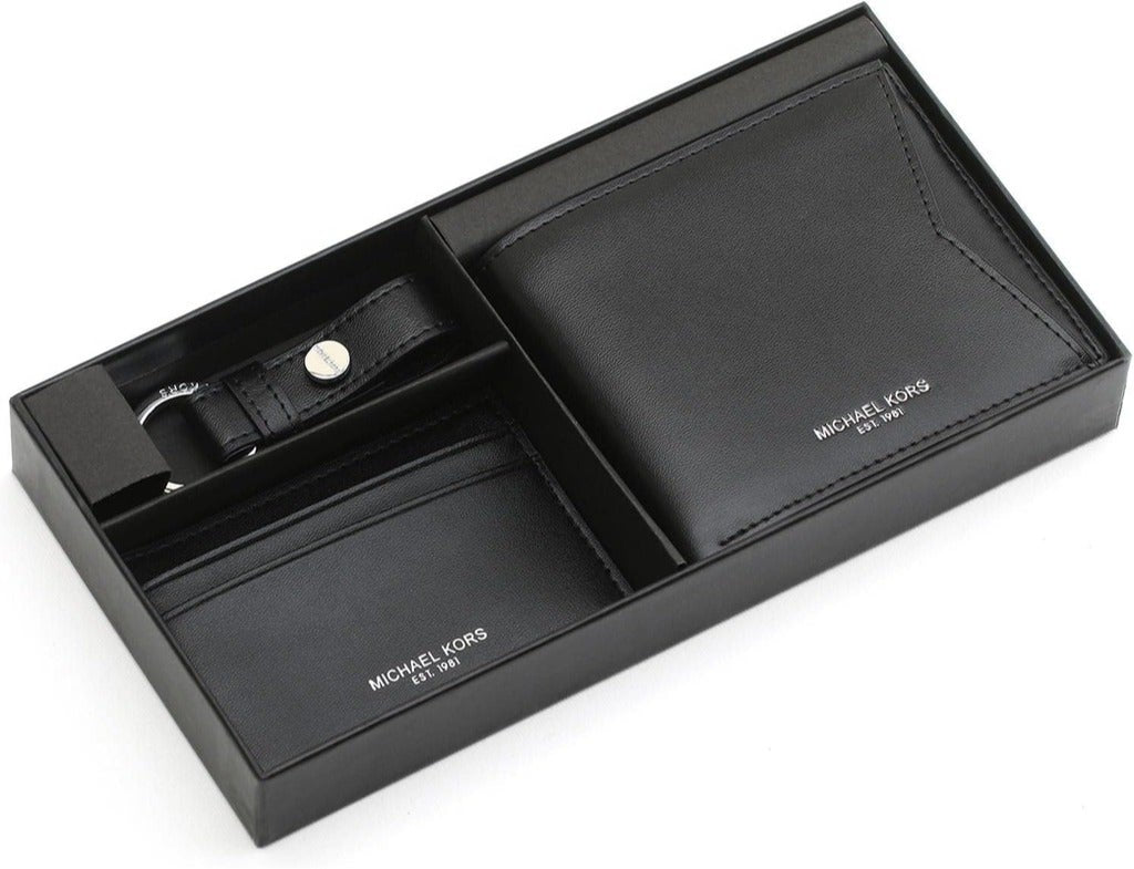 Michael Kors Black Men’S Wallet And Card Holder With Keychain And Gift Box