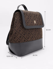 Tommy Hilfiger IM LATAM Jacquard Backpack featuring an all-over monogram pattern with a prominent gold-