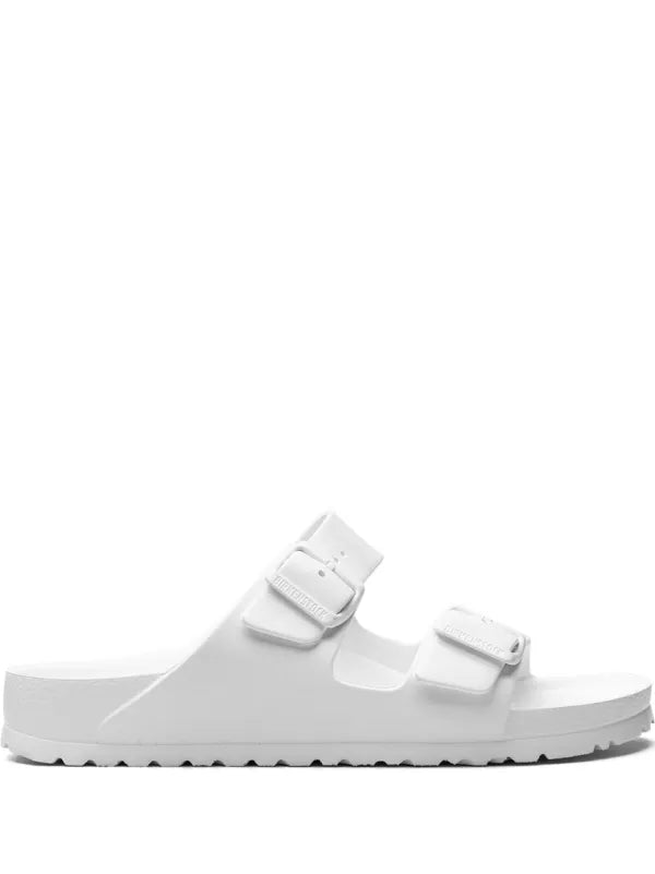 white Birkenstock Arizona EVA Sandals featuring a lightweight, flexible two-
