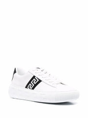 Versace Greca embroidered faux leather sneakers