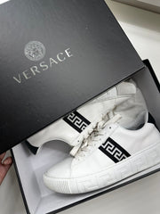 Versace Greca embroidered faux leather sneakers