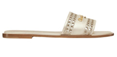 Dior Or D-Lane Slide Gold-Tone Openwork Microcannage Laminated Calfskin