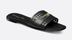 D-Lane Slide Black Calfskin with Openwork Microcannage Mot