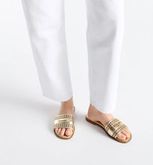 Dior Or D-Lane Slide Gold-Tone Openwork Microcannage Laminated Calfskin