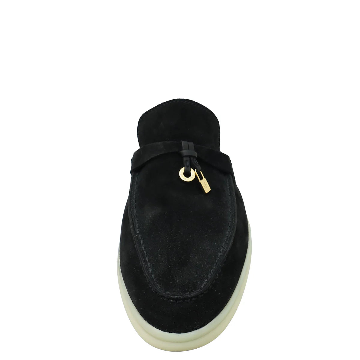 Loro Piana Beige Suede Babouche Charms Walk Flat Mules - Black