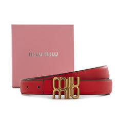 Miu Miu logo-lettering Leather Belt | Red