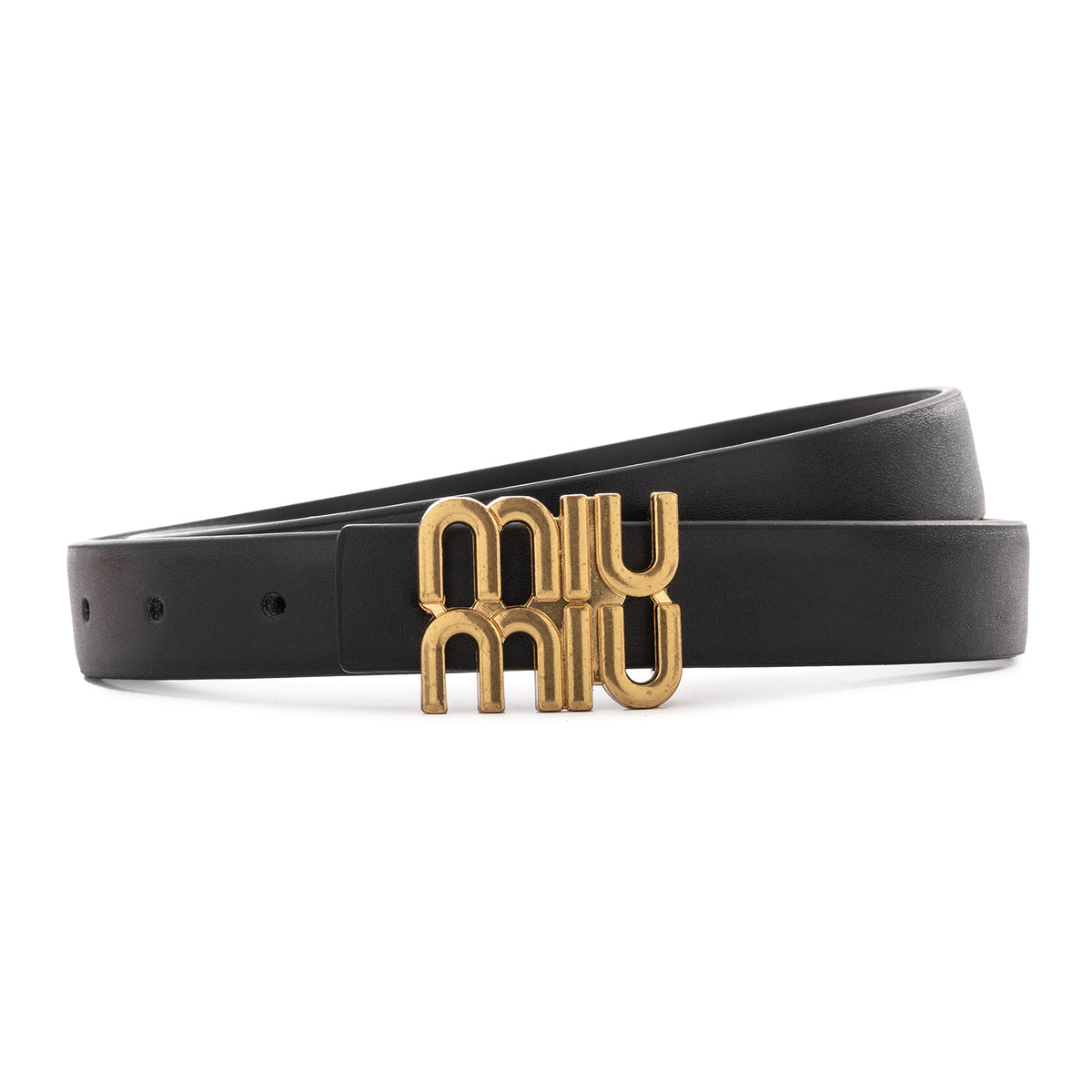 Miu Miu logo-lettering Leather Belt | Black