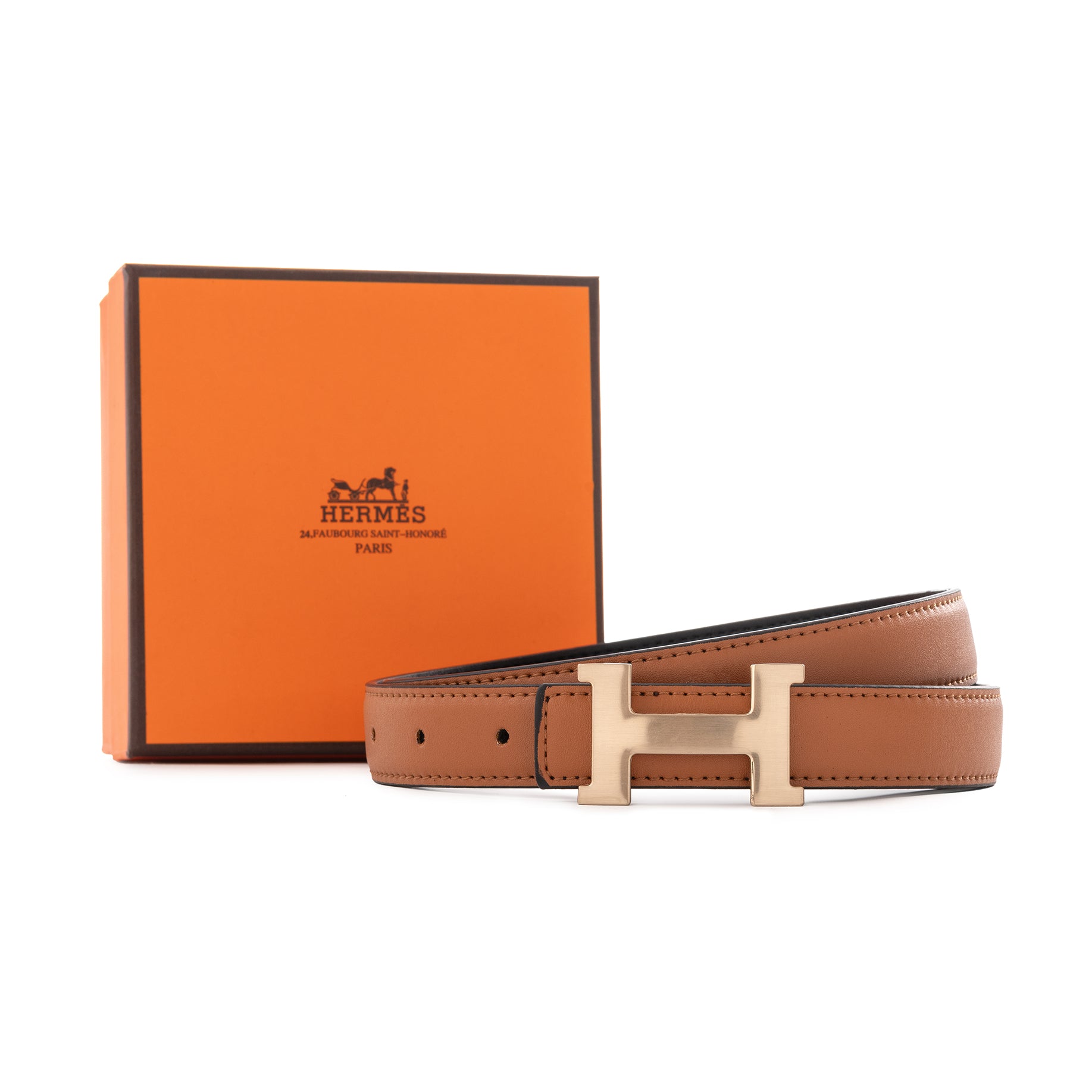 Hermès H Belt Buckle & Reversible Leather Strap - Camel/Black