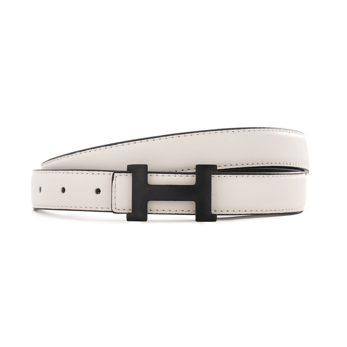 Hermès H Belt Buckle & Reversible Leather Strap - White/Black