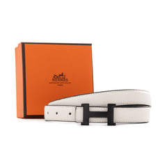 Hermès H Belt Buckle & Reversible Leather Strap - White/Black