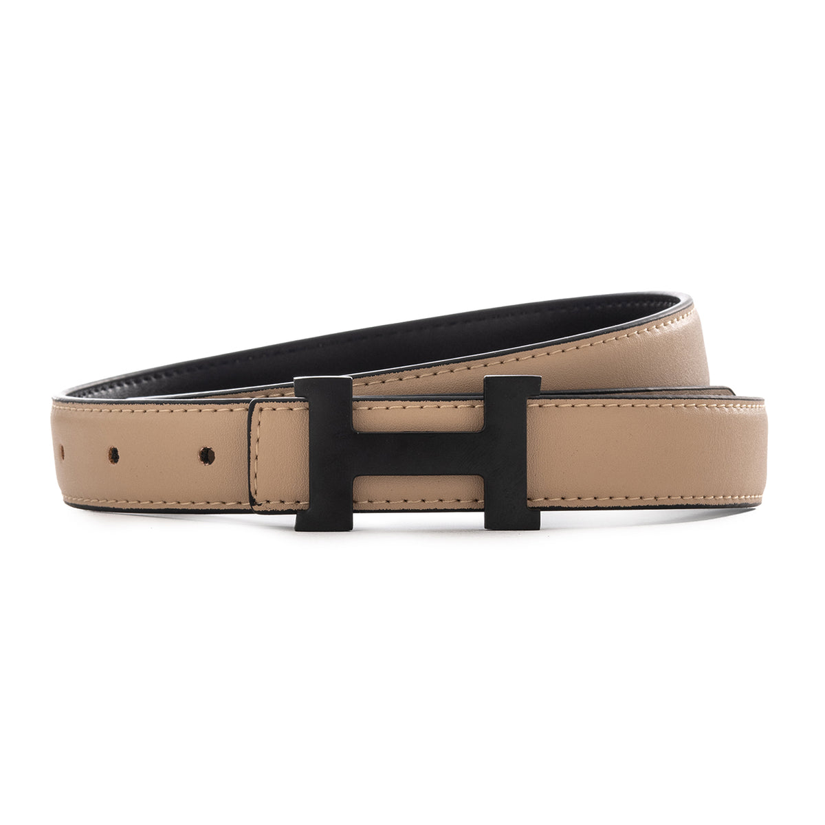 Hermès H Belt Buckle & Reversible Leather Strap - light beige