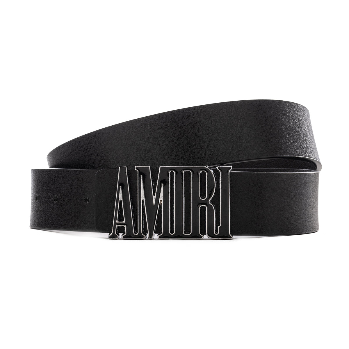 Amiri Logo grain leather belt | Black