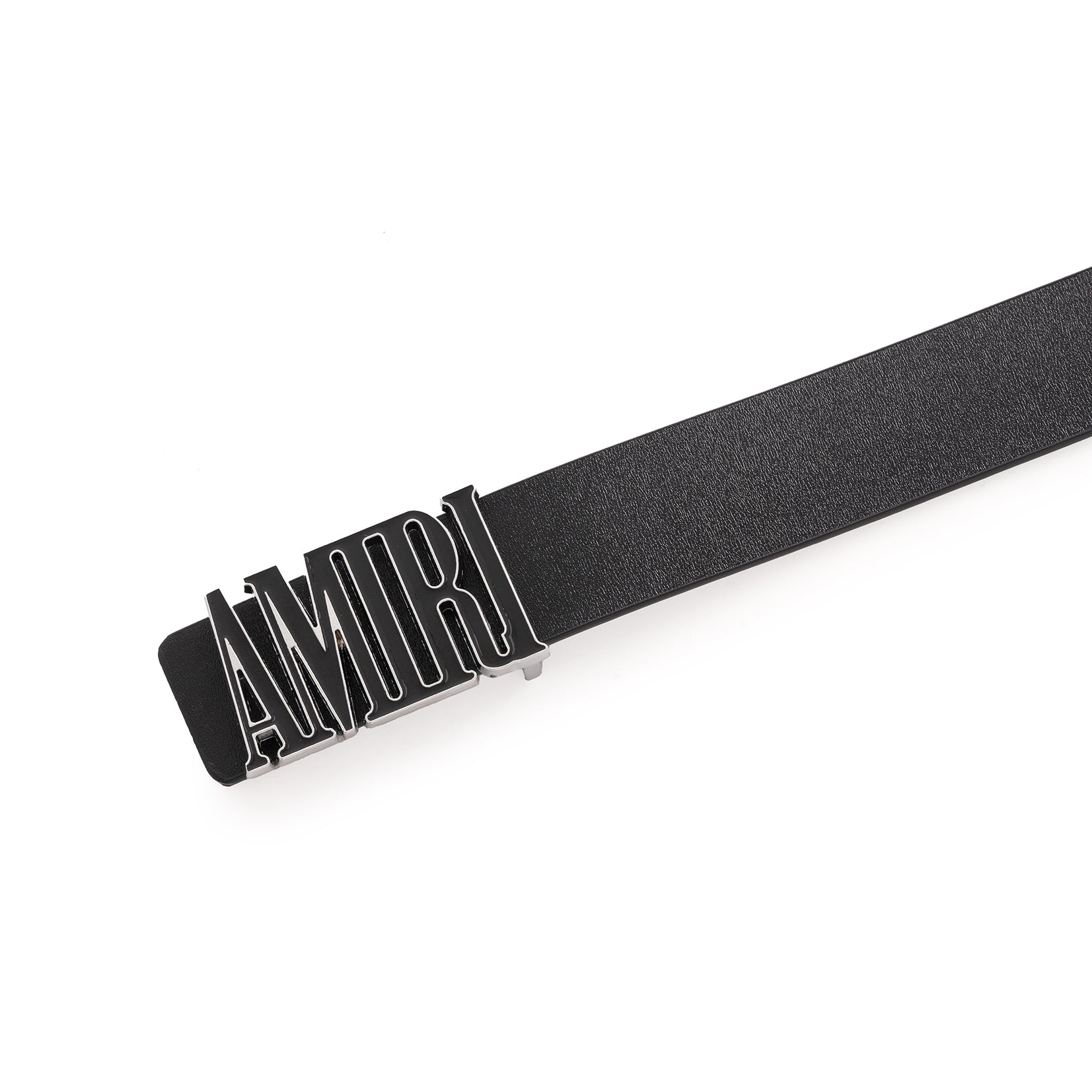 Amiri Logo grain leather belt | Black