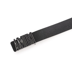 Amiri Logo grain leather belt | Black