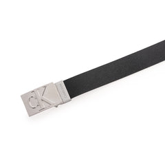 Calvin Klein Leather Belt For Men | Black/silver
