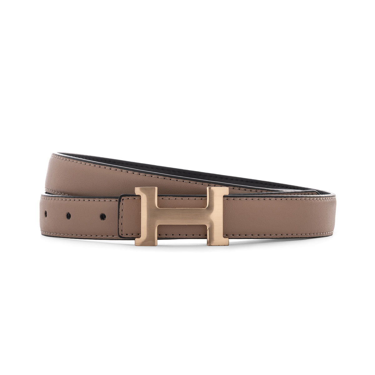 Hermès H Belt Buckle & Reversible Leather Strap - Etoupe/Black