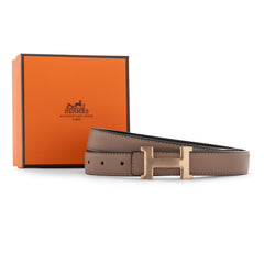 Hermès H Belt Buckle & Reversible Leather Strap - Etoupe/Black