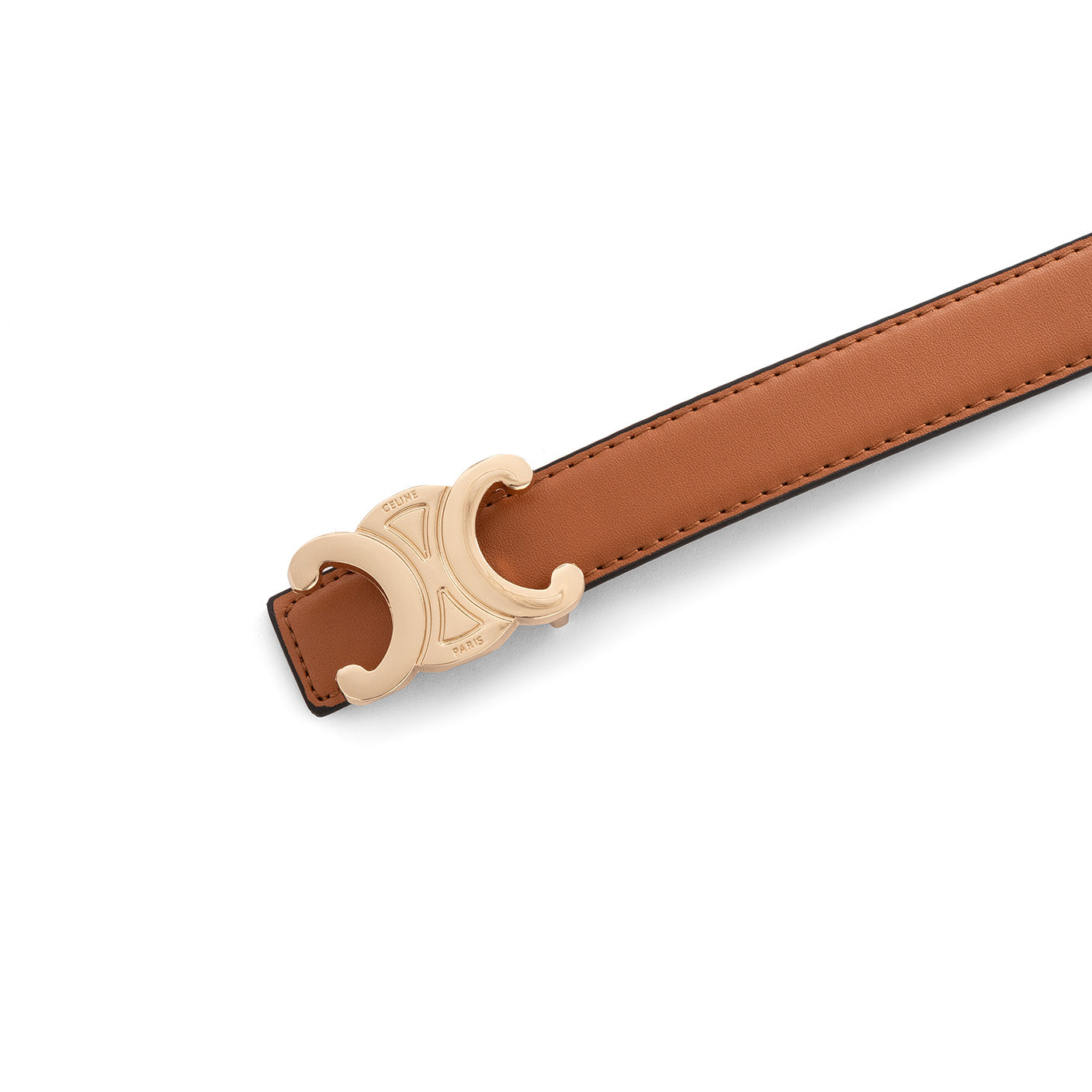 Celine Triomphe Thin Belt - camel