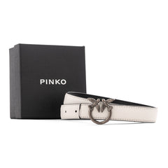 Pinko Lovebirds Design Slim Leather Belt -White