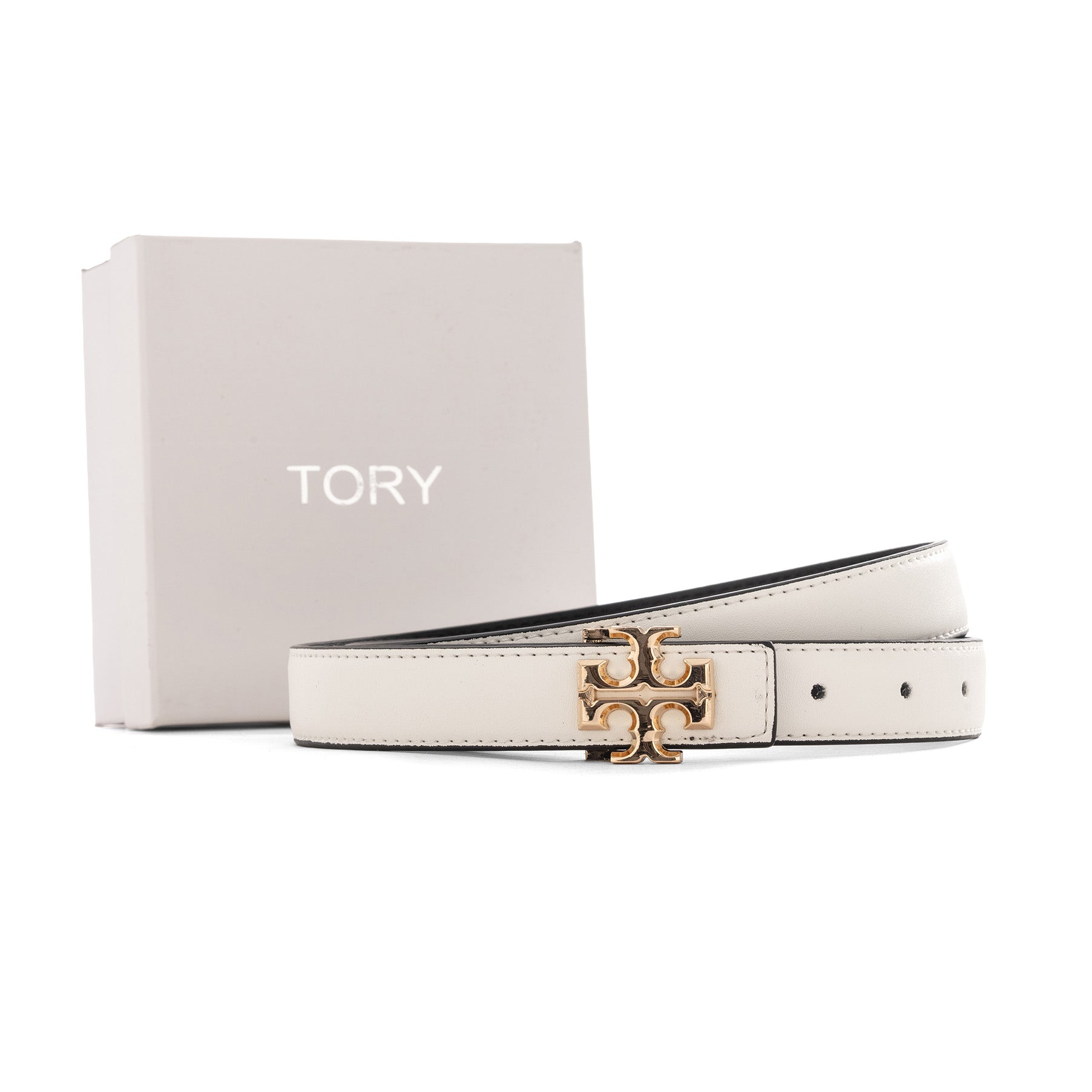 Tory Burch Women's Reversible Logo Belt | White