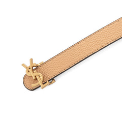 Saint Laurent YSL Monogram Reversible Leather Belt - Light Beige/Black