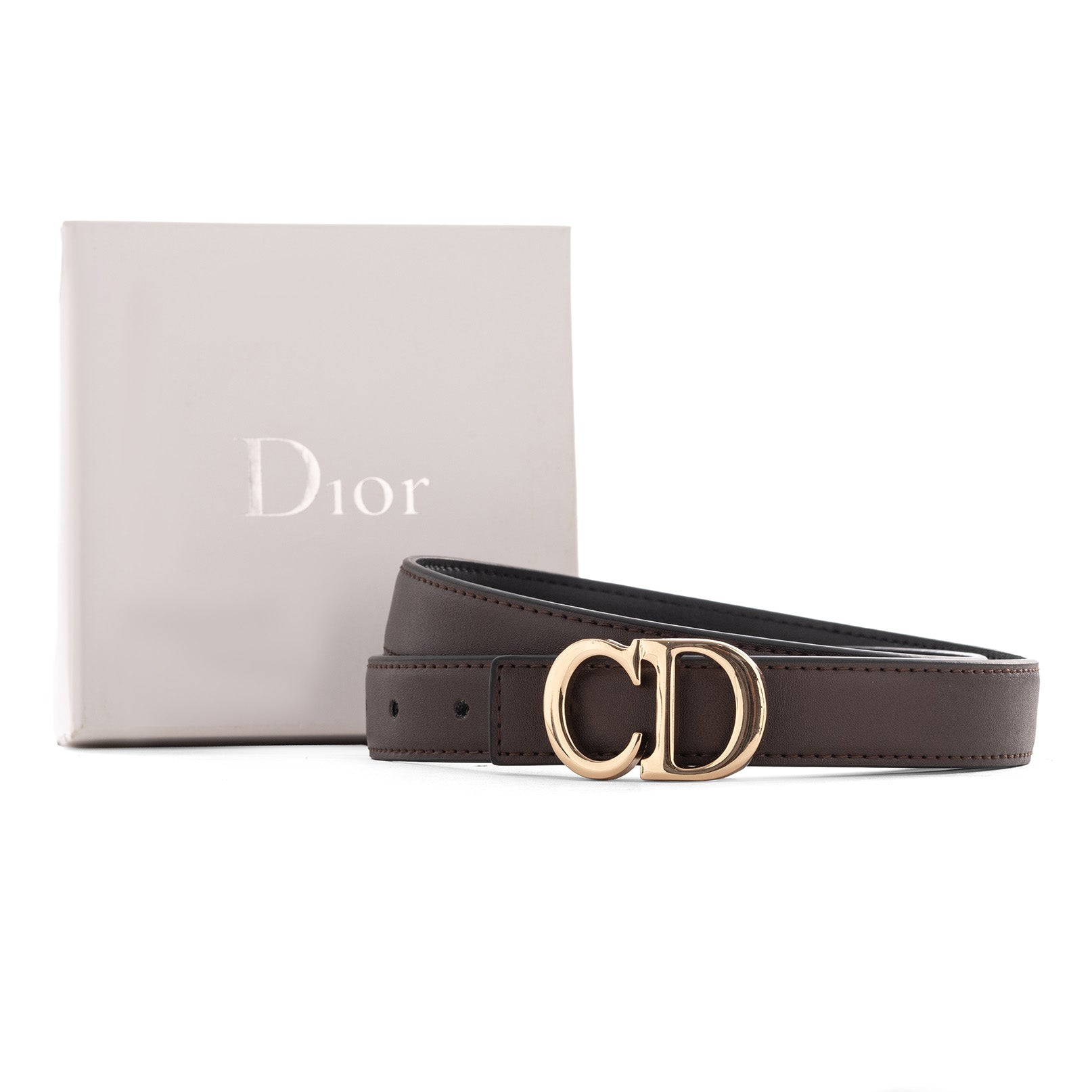 Dior logo-lettering Leather Belt | Coffee