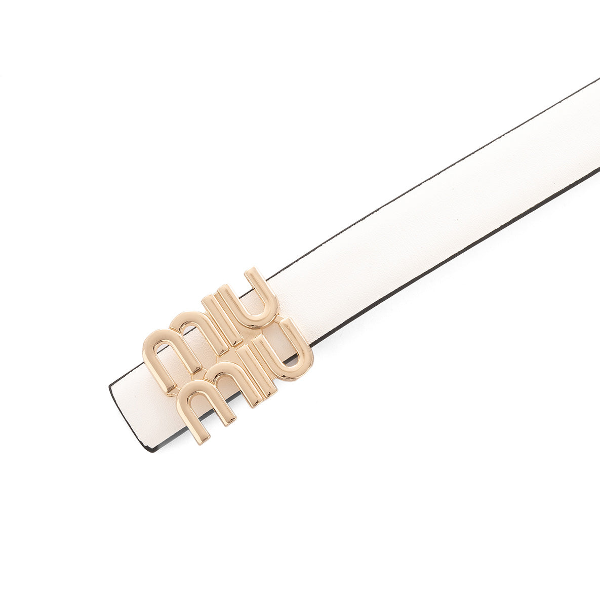 Miu Miu logo-lettering Leather Belt | White